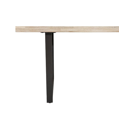 Modern Scandi Sand-Wash Acacia Wood Dining Table With Black Metal Legs Large Textured 8-Seater Wooden Dining Table 220x100x76cm | Click Style