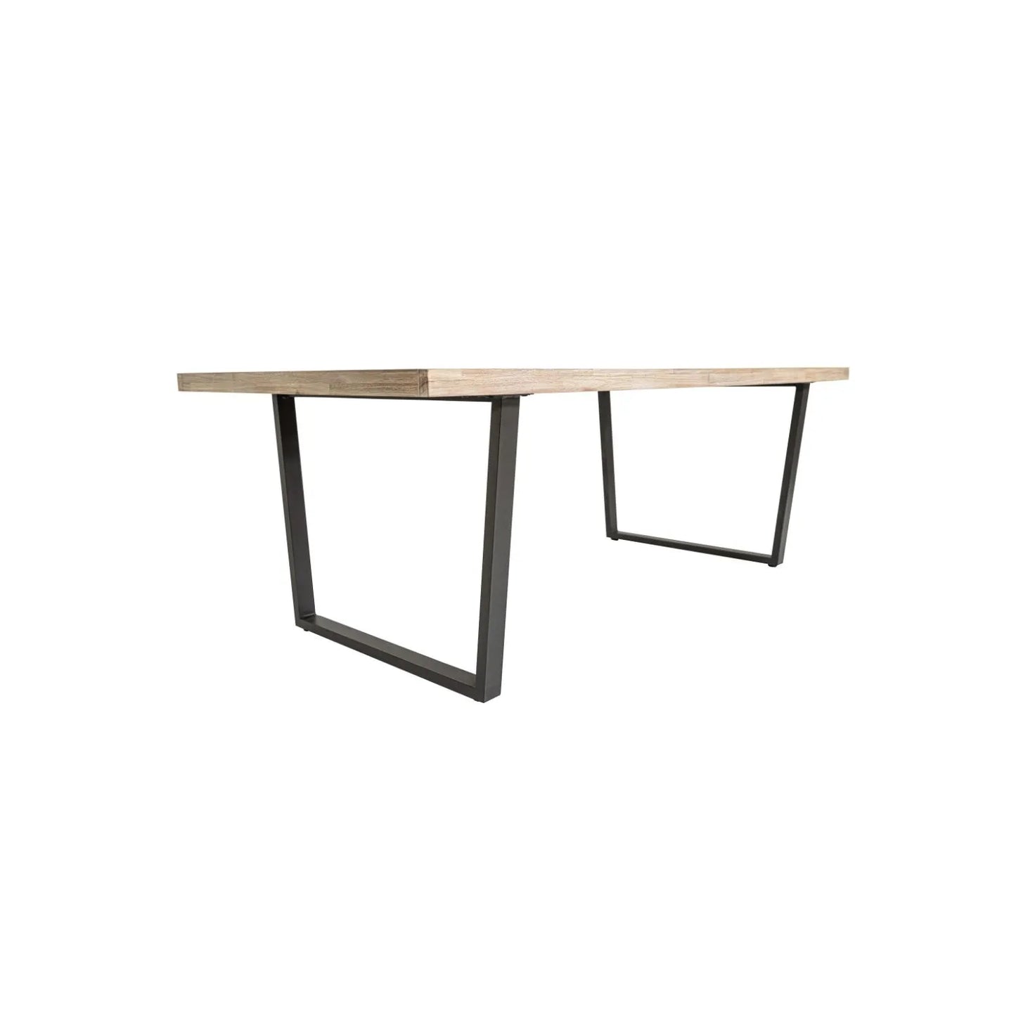 Modern Scandi Sand-Wash Acacia Wood Dining Table With Black Metal Legs Large Textured 8-Seater Wooden Dining Table 220x100x76cm | Click Style