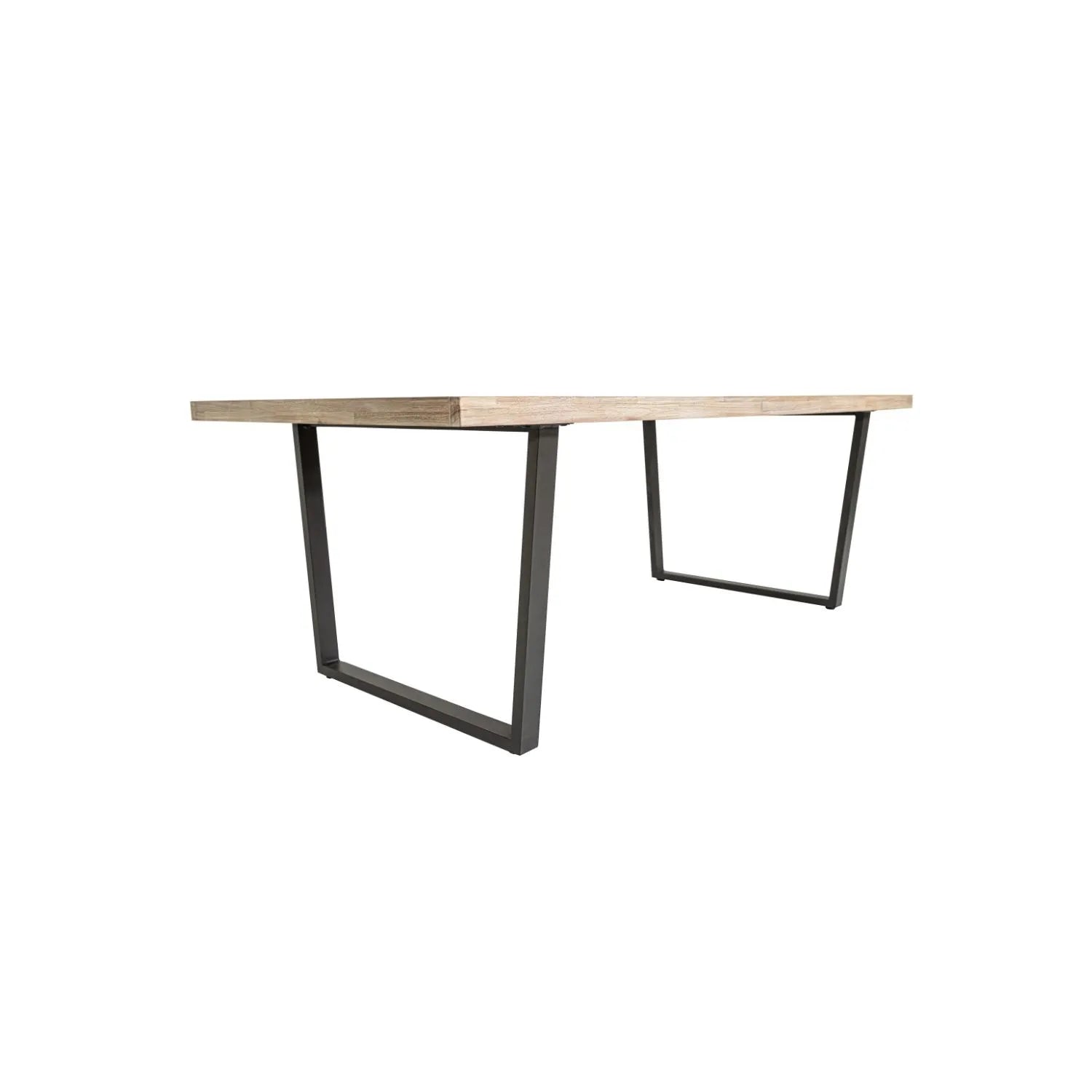 Modern Scandi Sand-Wash Acacia Wood Dining Table With Black Metal Legs Large Textured 8-Seater Wooden Dining Table 220x100x76cm | Click Style