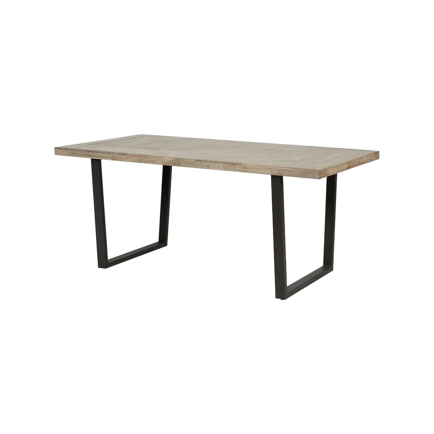 Modern Scandi Sand-Wash Acacia Wood Dining Table With Black Metal Legs – Textured 6-Seater Wooden Dining Table 180x90x76cm | Click Style