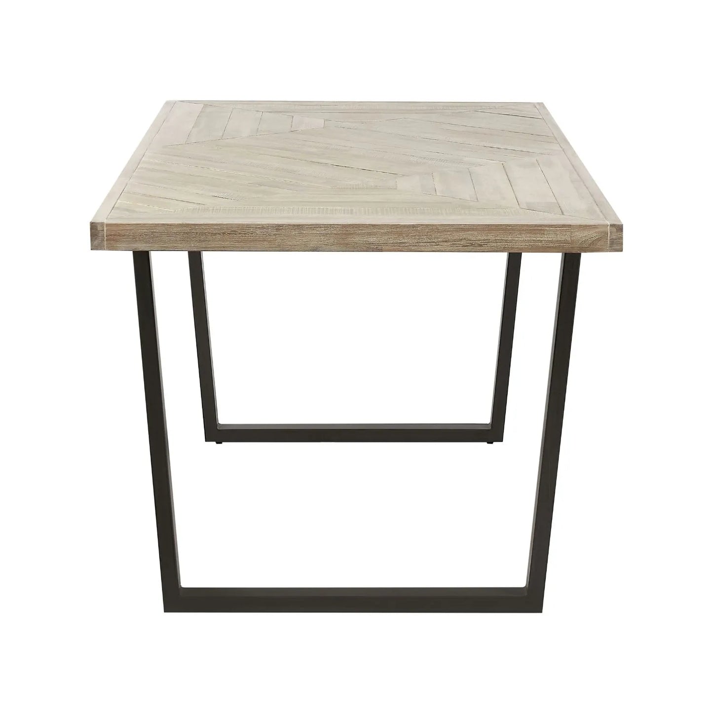 Modern Scandi Sand-Wash Acacia Wood Dining Table With Black Metal Legs – Textured 6-Seater Wooden Dining Table 180x90x76cm | Click Style