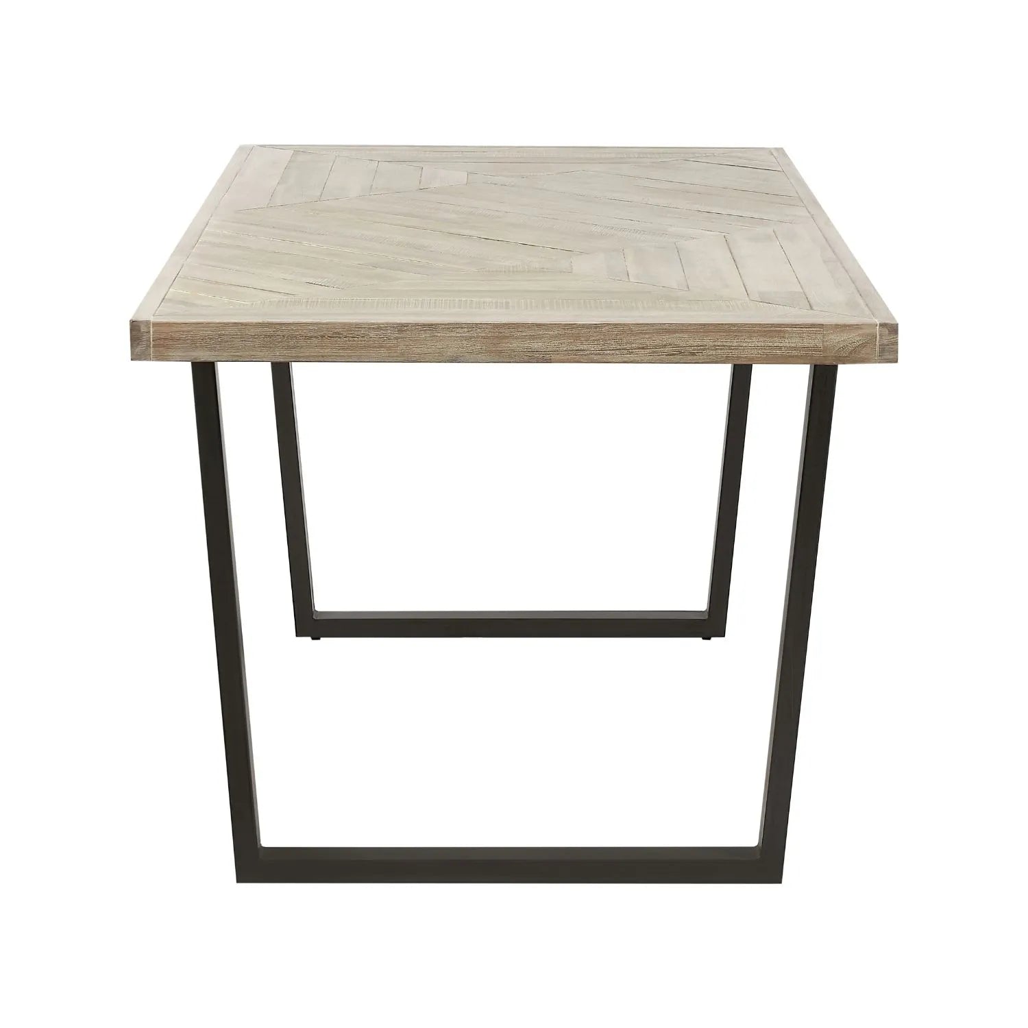 Modern Scandi Sand-Wash Acacia Wood Dining Table With Black Metal Legs – Textured 6-Seater Wooden Dining Table 180x90x76cm | Click Style