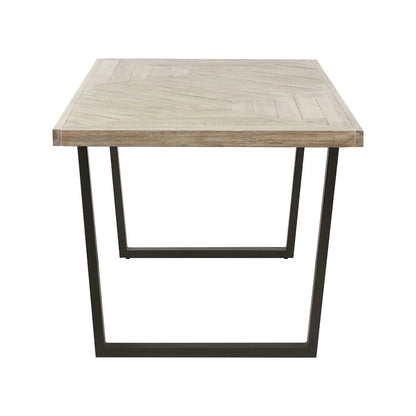 Modern Scandi Sand-Wash Acacia Wood Dining Table With Black Metal Legs – Textured 6-Seater Wooden Dining Table 180x90x76cm | Click Style