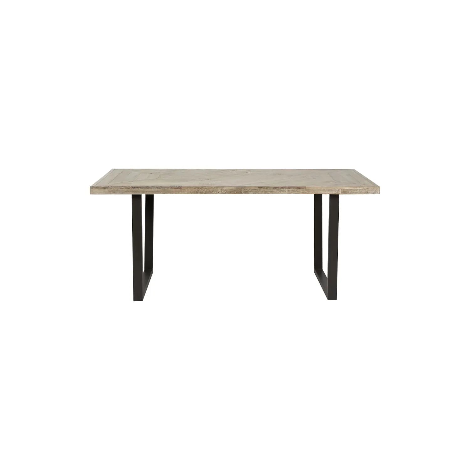 Modern Scandi Sand-Wash Acacia Wood Dining Table With Black Metal Legs – Textured 6-Seater Wooden Dining Table 180x90x76cm | Click Style