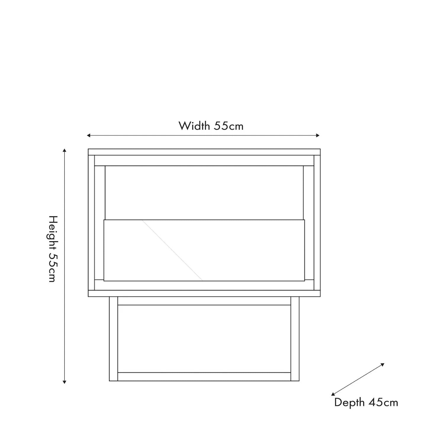 Modern Scandi Sand-Wash Acacia Wood Side Table With Black Metal Legs – Textured Wooden Bedside Nightstand With 1 Drawer & Shelf Dimensions 55x55x45cm | Click Style