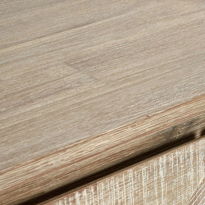 Modern Scandi Sand-Wash Acacia Wood Sideboard With Black Metal Legs – Textured 3-Door Storage Cabinet With Internal Shelves 80x160x45cm | Click Style