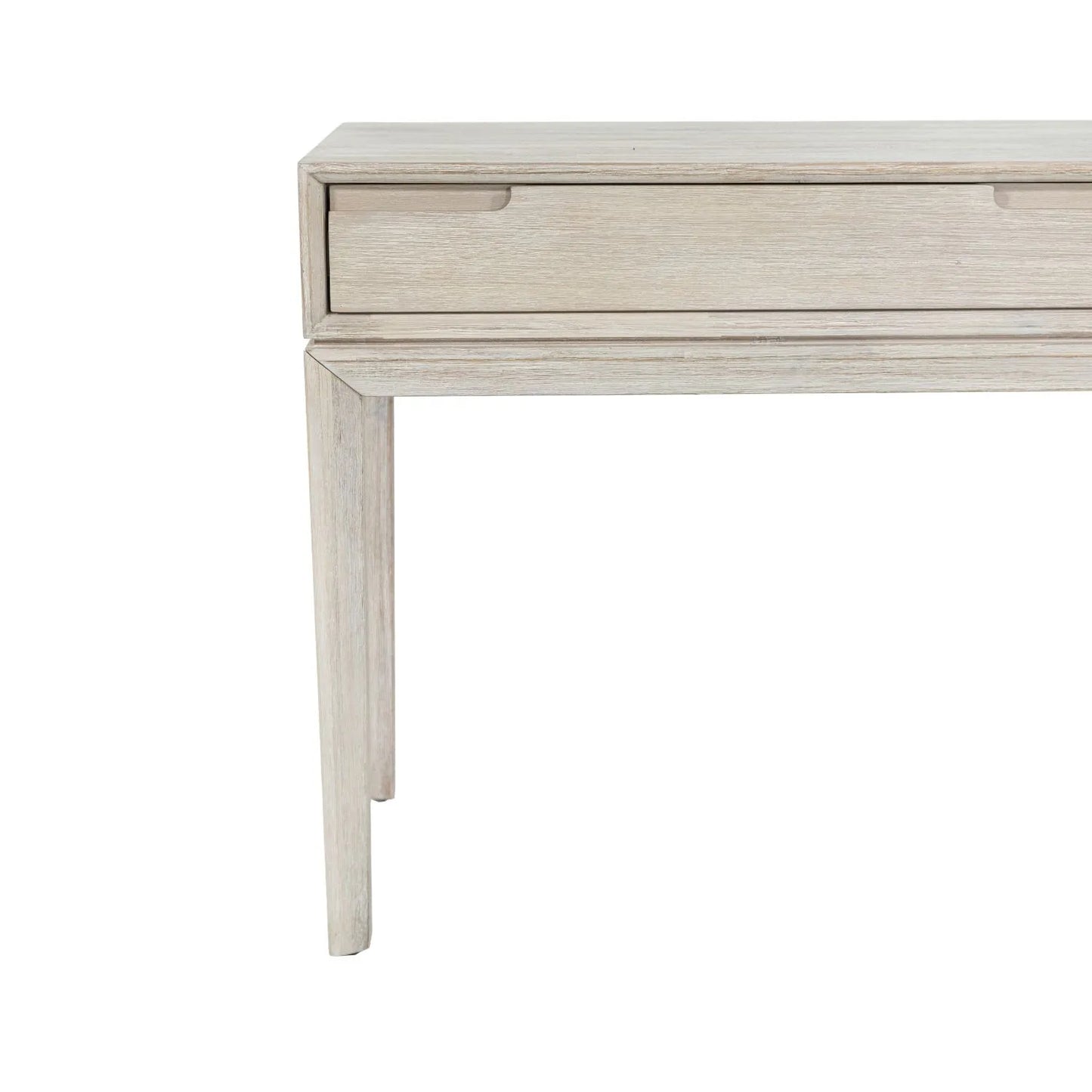 Modern Scandi Whitewashed Acacia Wood Console Table with Drawer and Open Shelf Storage – Contemporary Wooden Hallway Console Table 80x120x40cm | Click Style