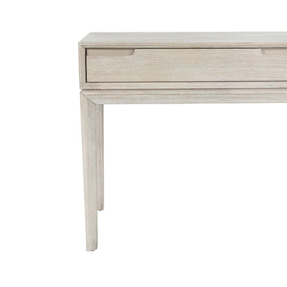 Modern Scandi Whitewashed Acacia Wood Console Table with Drawer and Open Shelf Storage – Contemporary Wooden Hallway Console Table 80x120x40cm | Click Style