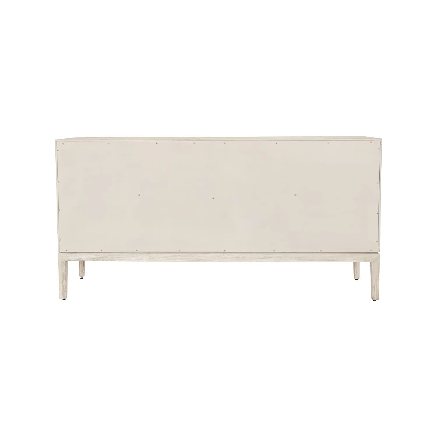 Modern Scandi Whitewashed Acacia Wooden Sideboard with 4 Doors, Cut-Out Handles and Internal Shelves – Contemporary Scandinavian Storage Cabinet for Living Room, Dining Room or Hallway 80x160x45cm | Click Style