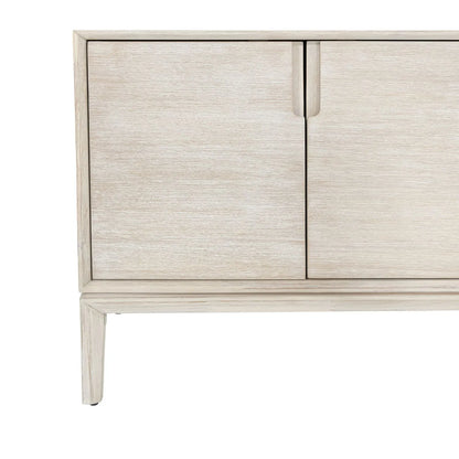 Modern Scandi Whitewashed Acacia Wooden Sideboard with 4 Doors, Cut-Out Handles and Internal Shelves – Contemporary Scandinavian Storage Cabinet for Living Room, Dining Room or Hallway 80x160x45cm | Click Style