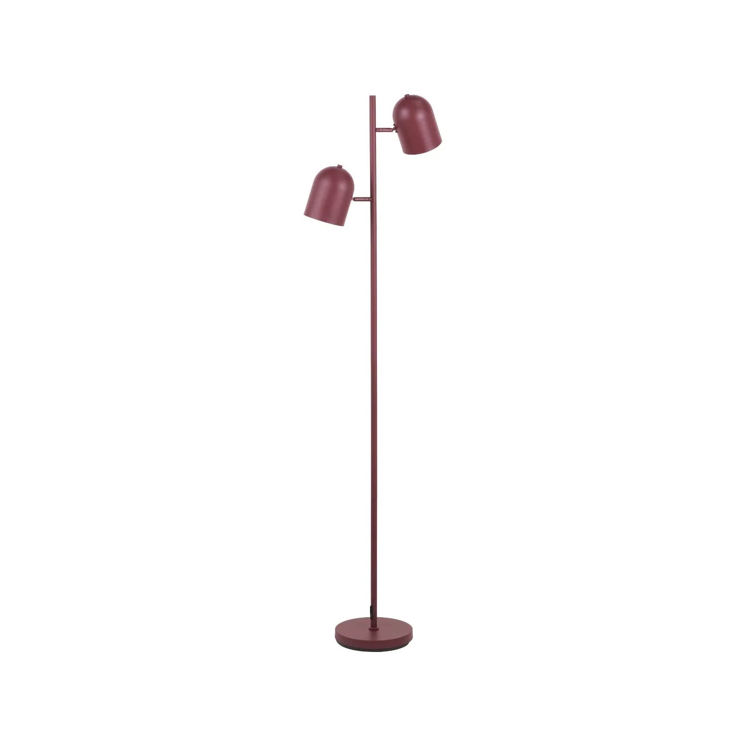 Mulberry Red Metal Floor Lamp with Twin Adjustable Cloche Shades – Modern Standing Task Light 160x39x23cm | Click Style