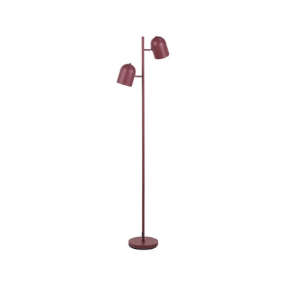 Mulberry Red Metal Floor Lamp with Twin Adjustable Cloche Shades – Modern Standing Task Light 160x39x23cm | Click Style