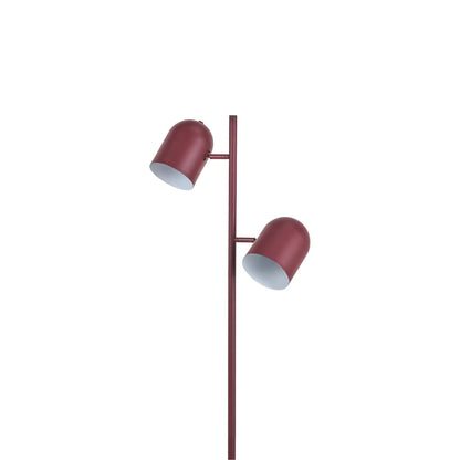 Mulberry Red Metal Floor Lamp with Twin Adjustable Cloche Shades – Modern Standing Task Light 160x39x23cm | Click Style