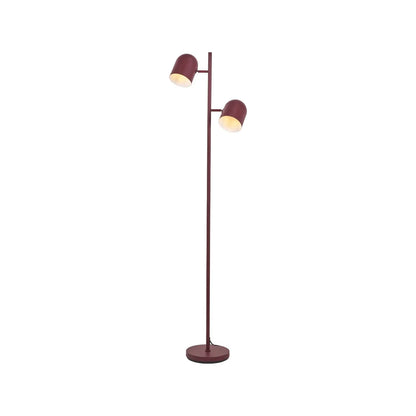 Mulberry Red Metal Floor Lamp with Twin Adjustable Cloche Shades – Modern Standing Task Light 160x39x23cm
