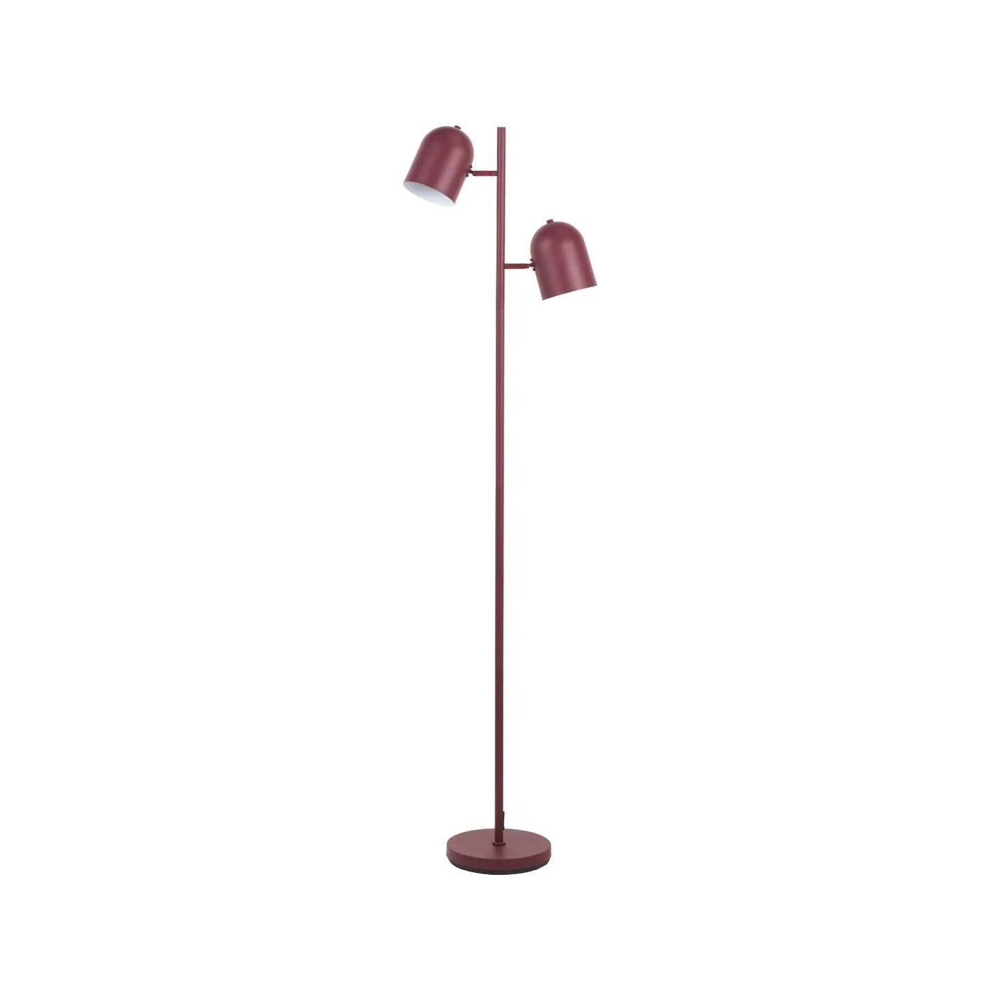 Mulberry Red Metal Floor Lamp with Twin Adjustable Cloche Shades – Modern Standing Task Light 160x39x23cm