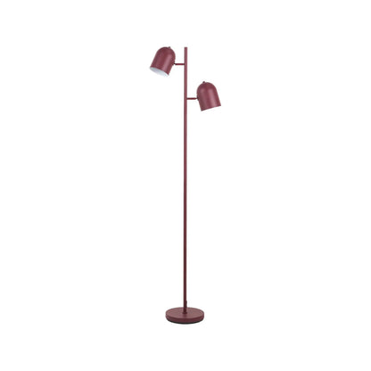Mulberry Red Metal Floor Lamp with Twin Adjustable Cloche Shades – Modern Standing Task Light 160x39x23cm