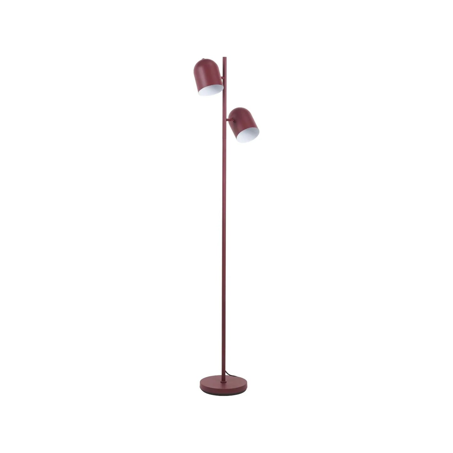 Mulberry Red Metal Floor Lamp with Twin Adjustable Cloche Shades – Modern Standing Task Light 160x39x23cm