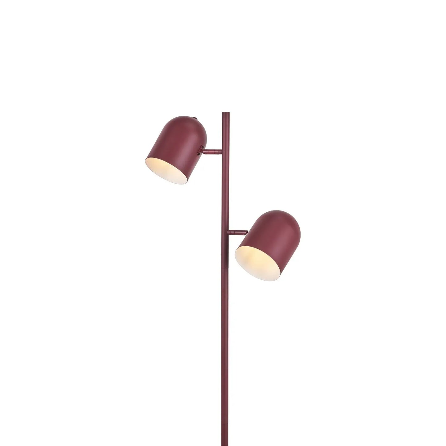 Mulberry Red Metal Floor Lamp with Twin Adjustable Cloche Shades – Modern Standing Task Light 160x39x23cm