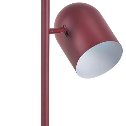 Mulberry Red Metal Floor Lamp with Twin Adjustable Cloche Shades – Modern Standing Task Light 160x39x23cm