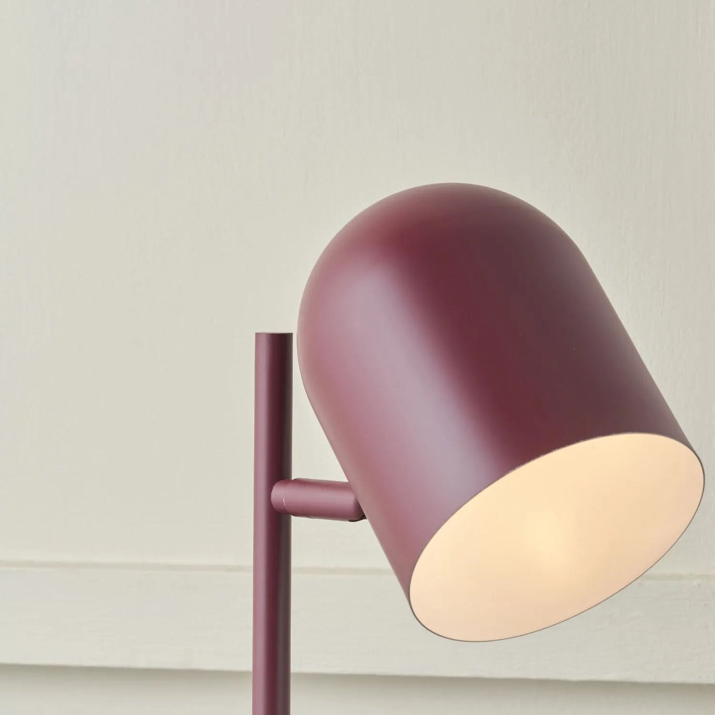 Mulberry red metal table lamp with adjustable cloche shade – modern bedside and desk task light 55x16x23cm | Click Style