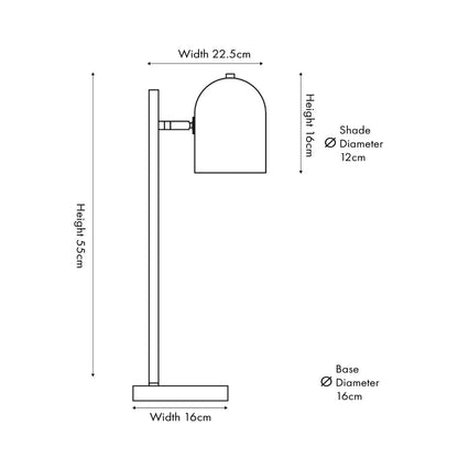 Mulberry red metal table lamp with adjustable cloche shade – modern bedside and desk task light dimensions 55x16x23cm | Click Style