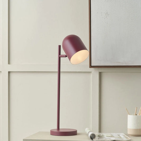 Mulberry red metal table lamp with adjustable cloche shade – modern bedside and desk task light 55x16x23cm | Click Style