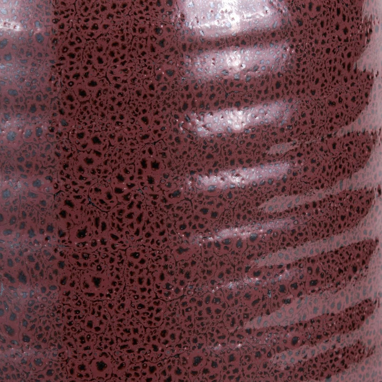 Mulberry Ribbed Ceramic Table Lamp with White Tapered Cotton Shade & Reactive Glaze Finish – Sculptural Bottle-Shaped Table Light 49x30x30cm | Click Style