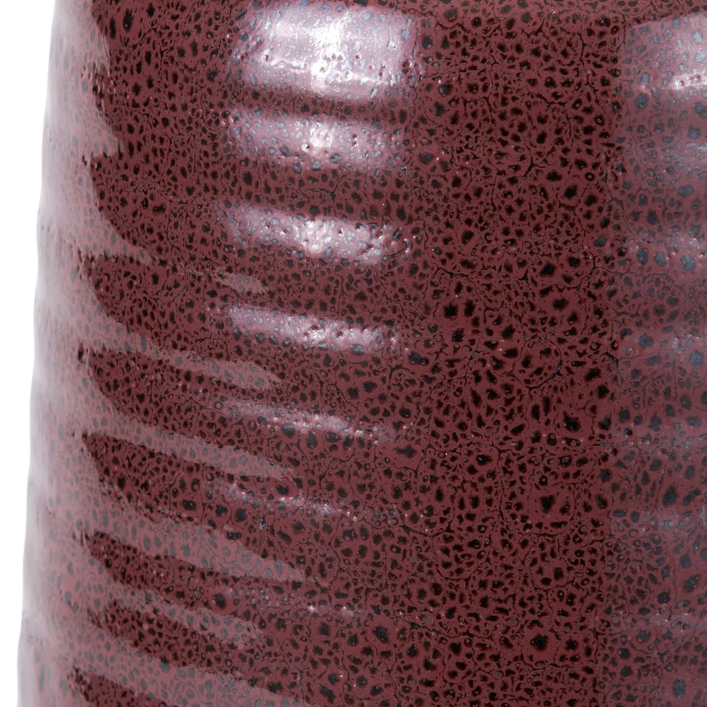 Mulberry Ribbed Ceramic Table Lamp with White Tapered Cotton Shade & Reactive Glaze Finish – Sculptural Bottle-Shaped Table Light 49x30x30cm | Click Style