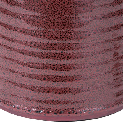 Mulberry Ribbed Ceramic Table Lamp with White Tapered Cotton Shade & Reactive Glaze Finish – Sculptural Bottle-Shaped Table Light 49x30x30cm | Click Style