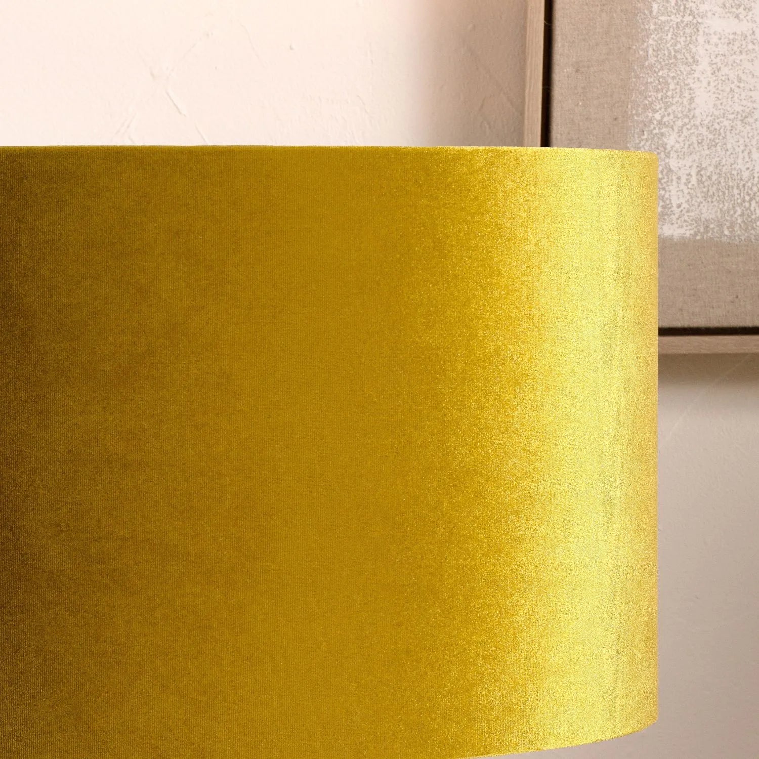Mustard Yellow Velvet Drum Lampshade 40cm/16in | Click Style