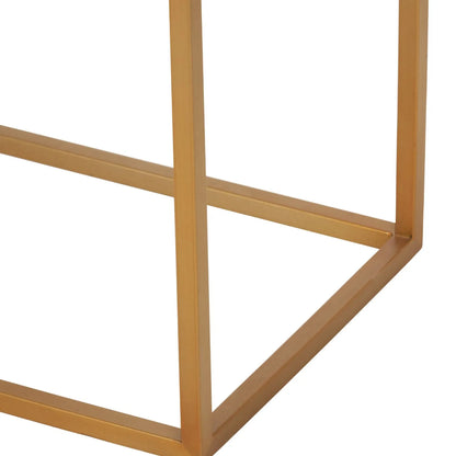 Narrow Beige Granite Console Table with Burnished Gold Metal Open Frame – Slim Modern Stone-Top Hallway Table 80x100x30cm | Polished Granite Top | Click Style