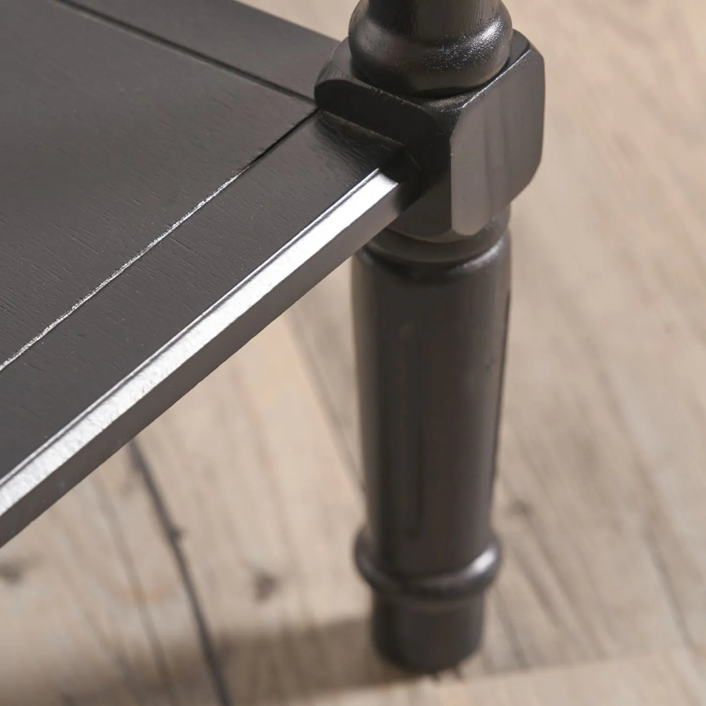 Narrow Black Wooden Console Table with Shelf – Slim 80cm Pine Hallway Console Table with Turned Legs & Lower Storage 80x80x36cm | Click Style