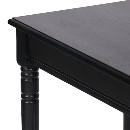 Narrow Black Wooden Console Table with Shelf – Slim 80cm Pine Hallway Console Table with Turned Legs & Lower Storage 80x80x36cm | Click Style