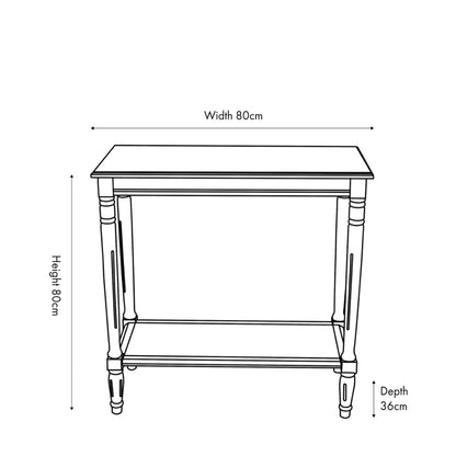 Narrow Black Wooden Console Table with Shelf – Slim 80cm Pine Hallway Console Table with Turned Legs & Lower Storage Dimensions 80x80x36cm | Click Style