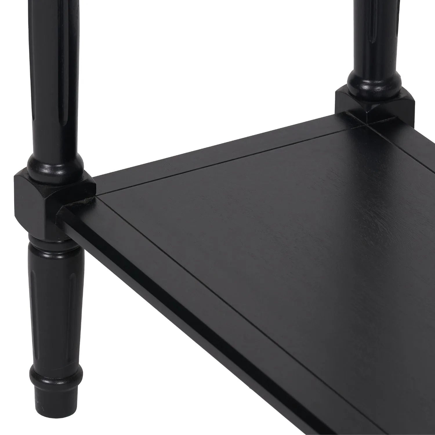 Narrow Black Wooden Console Table with Shelf – Slim 80cm Pine Hallway Console Table with Turned Legs & Lower Storage 80x80x36cm | Click Style