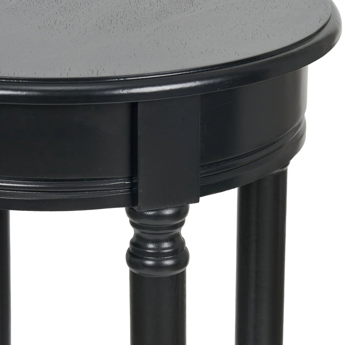 Narrow Black Wooden Round Side Table with Lower Shelf – Slim Pine Bedside, Accent or Occasional Table with Turned Legs 72x40x40cm | Click Style