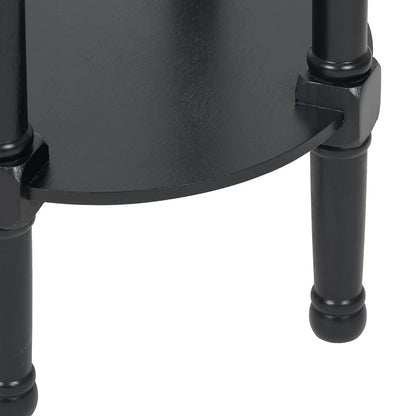 Narrow Black Wooden Round Side Table with Lower Shelf – Slim Pine Bedside, Accent or Occasional Table with Turned Legs 72x40x40cm | Click Style