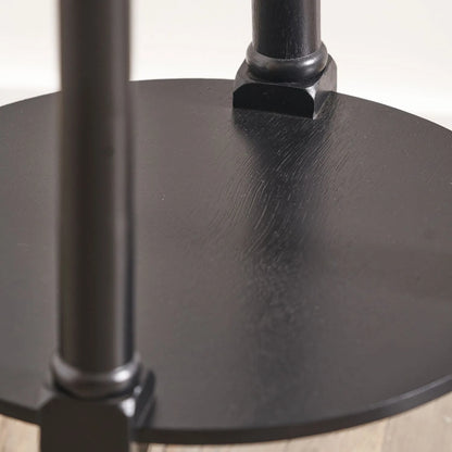 Narrow Black Wooden Round Side Table with Lower Shelf – Slim Pine Bedside, Accent or Occasional Table with Turned Legs 72x40x40cm | Click Style