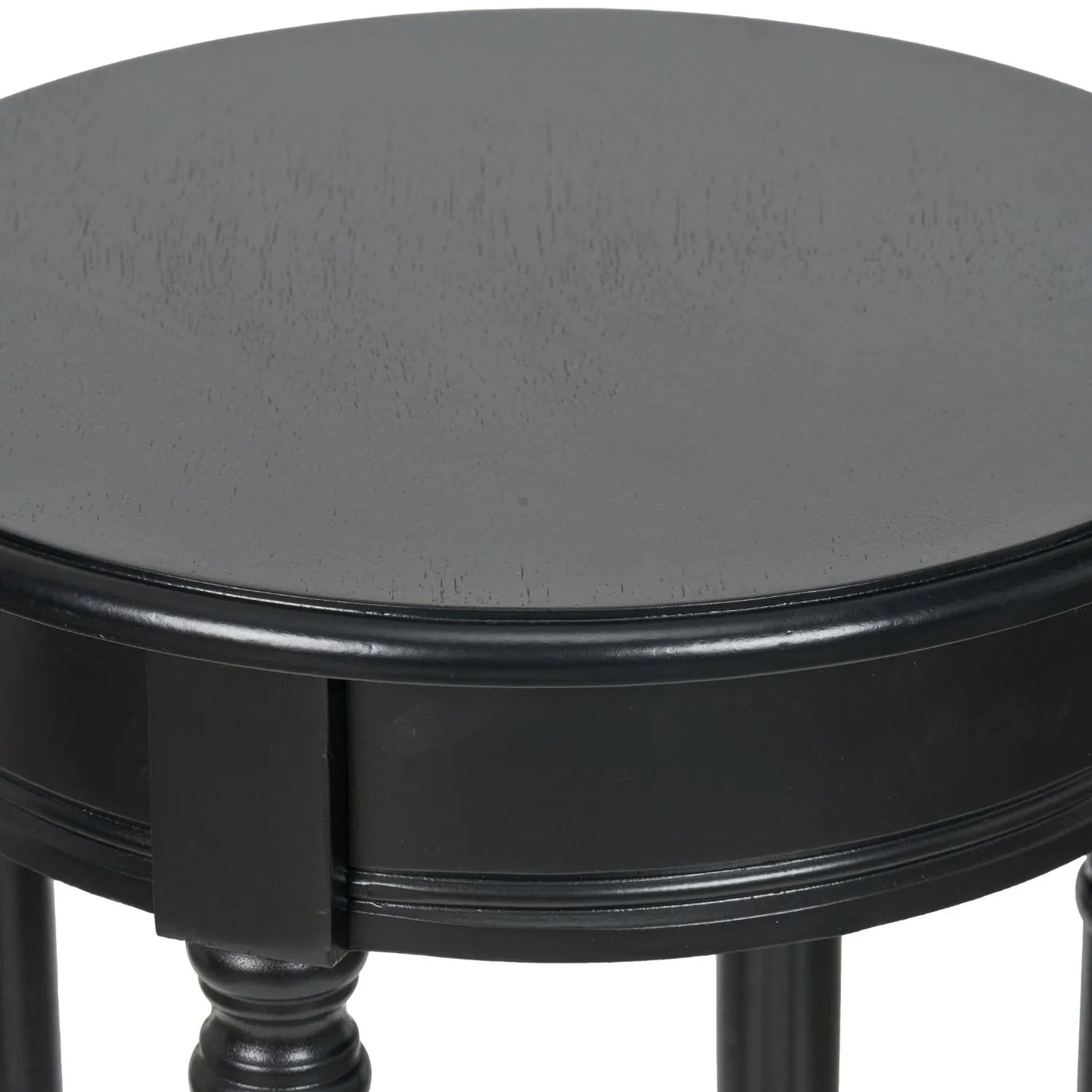 Narrow Black Wooden Round Side Table with Lower Shelf – Slim Pine Bedside, Accent or Occasional Table with Turned Legs 72x40x40cm | Click Style