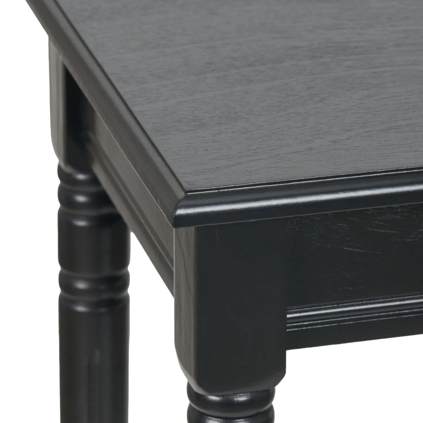 Narrow black wooden side table with shelf – slim pine bedside table with turned legs and lower storage 71x36x36cm | Click Style