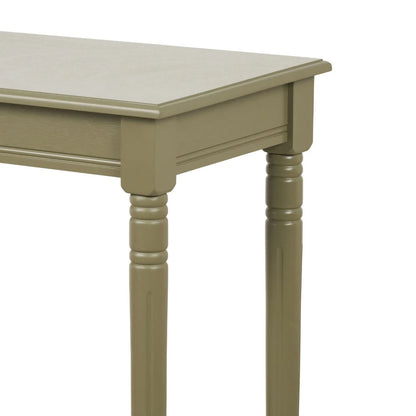 Narrow Khaki Olive Green Wooden Console Table with Shelf – Slim 80cm Pine Hallway Console Table with Turned Legs & Lower Storage 80x80x36cm | Click Style