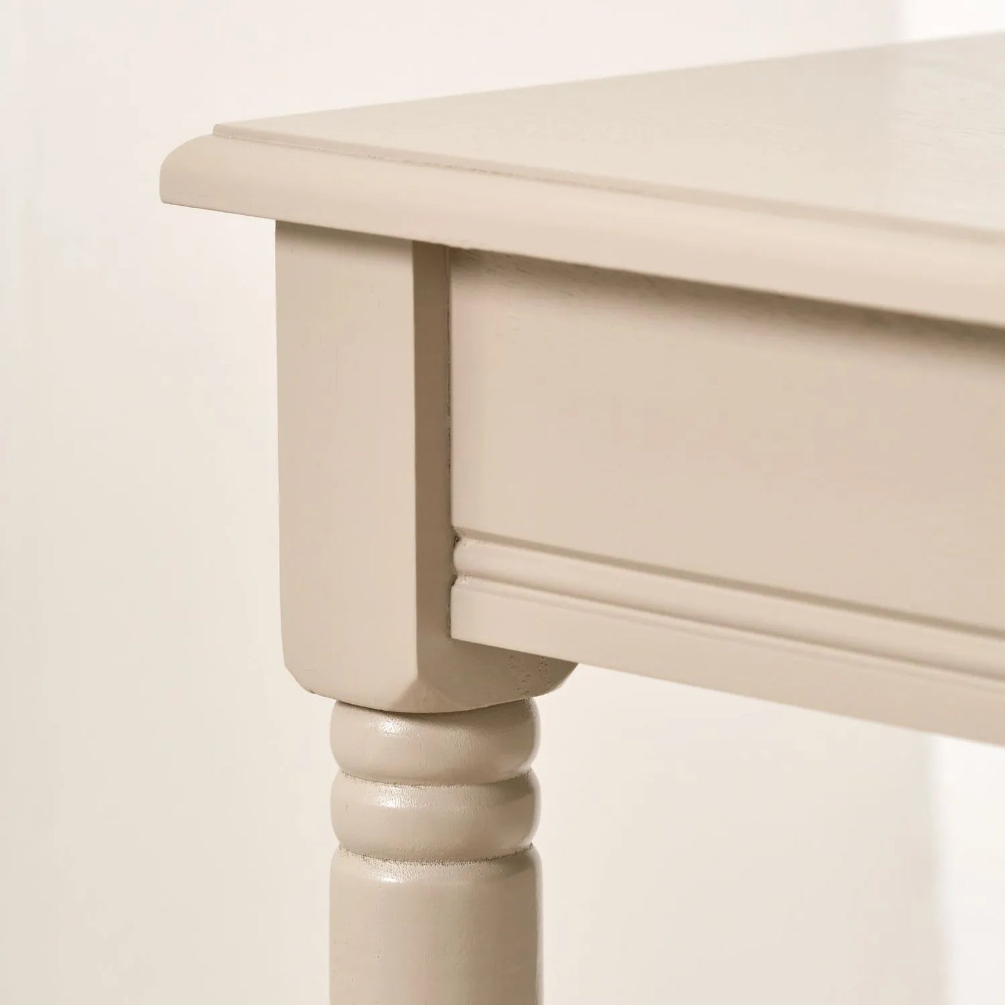 Narrow light beige wooden console table with shelf – slim 80cm pine hallway console table with turned legs & lower storage 80x80x36cm | Click Style