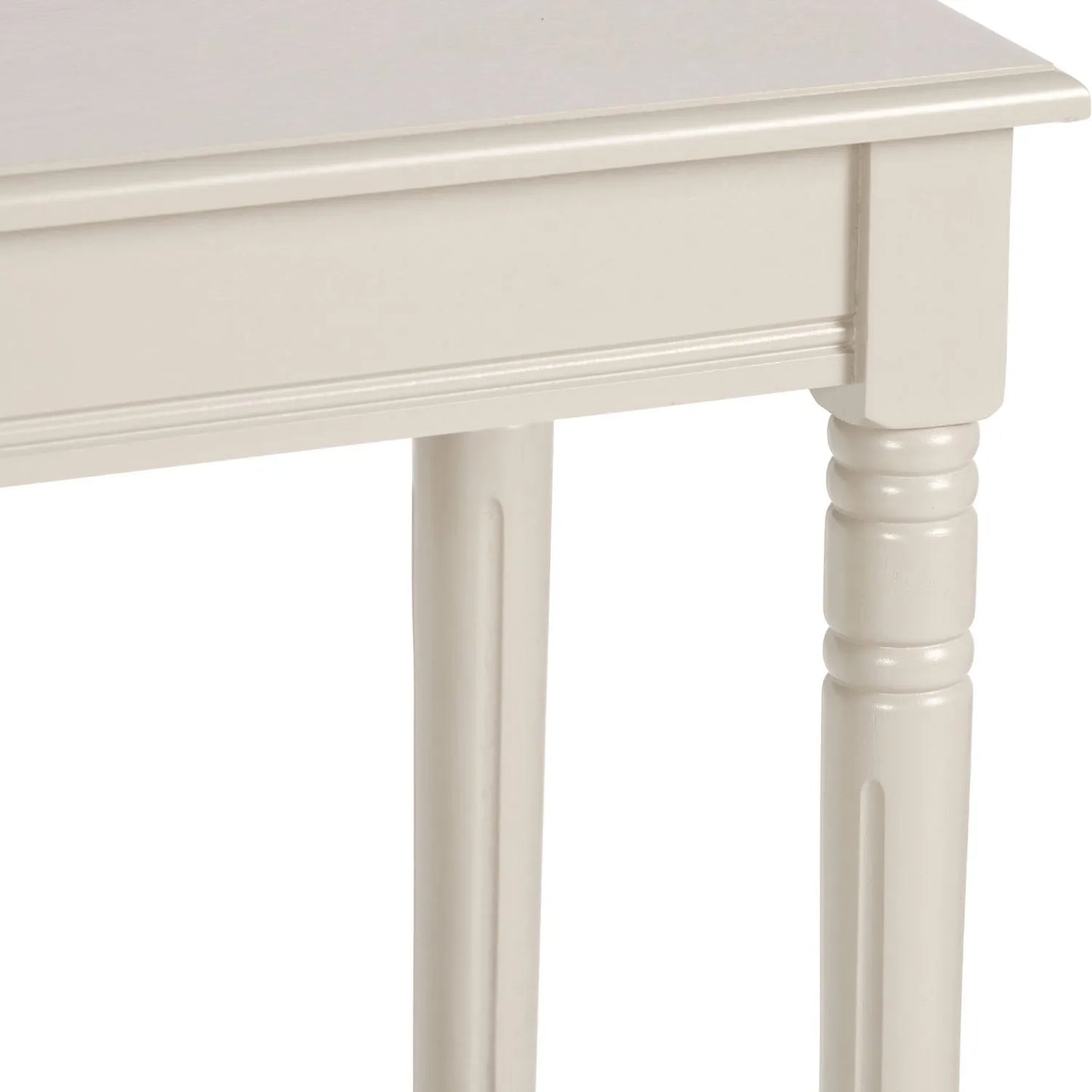 Narrow light beige wooden console table with shelf – slim 80cm pine hallway console table with turned legs & lower storage 80x80x36cm | Click Style