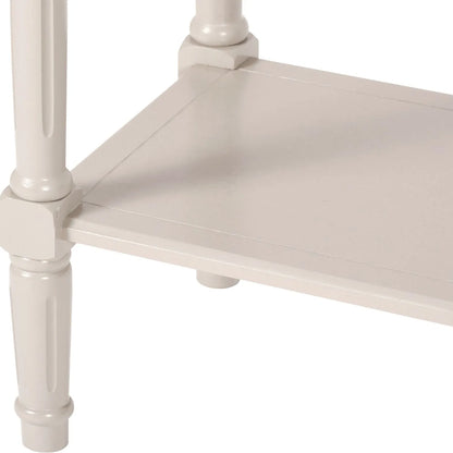 Narrow light beige wooden console table with shelf – slim 80cm pine hallway console table with turned legs & lower storage 80x80x36cm | Click Style