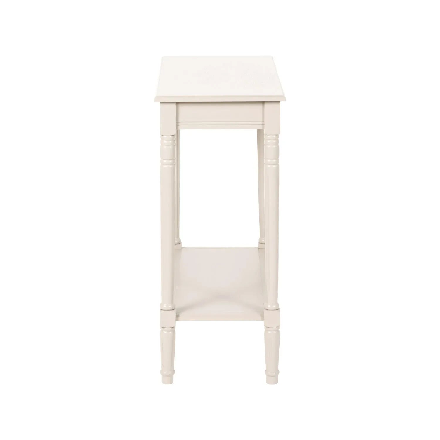 Narrow light beige wooden console table with shelf – slim 80cm pine hallway console table with turned legs & lower storage 80x80x36cm | Click Style