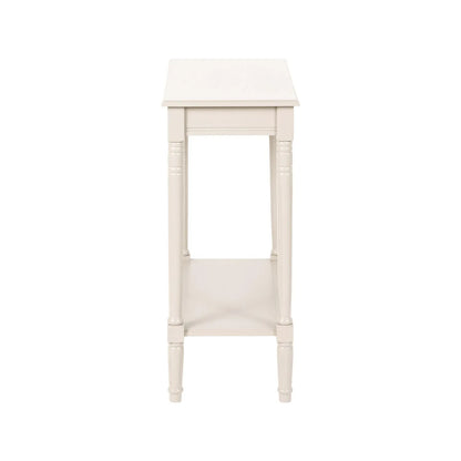 Narrow light beige wooden console table with shelf – slim 80cm pine hallway console table with turned legs & lower storage 80x80x36cm | Click Style