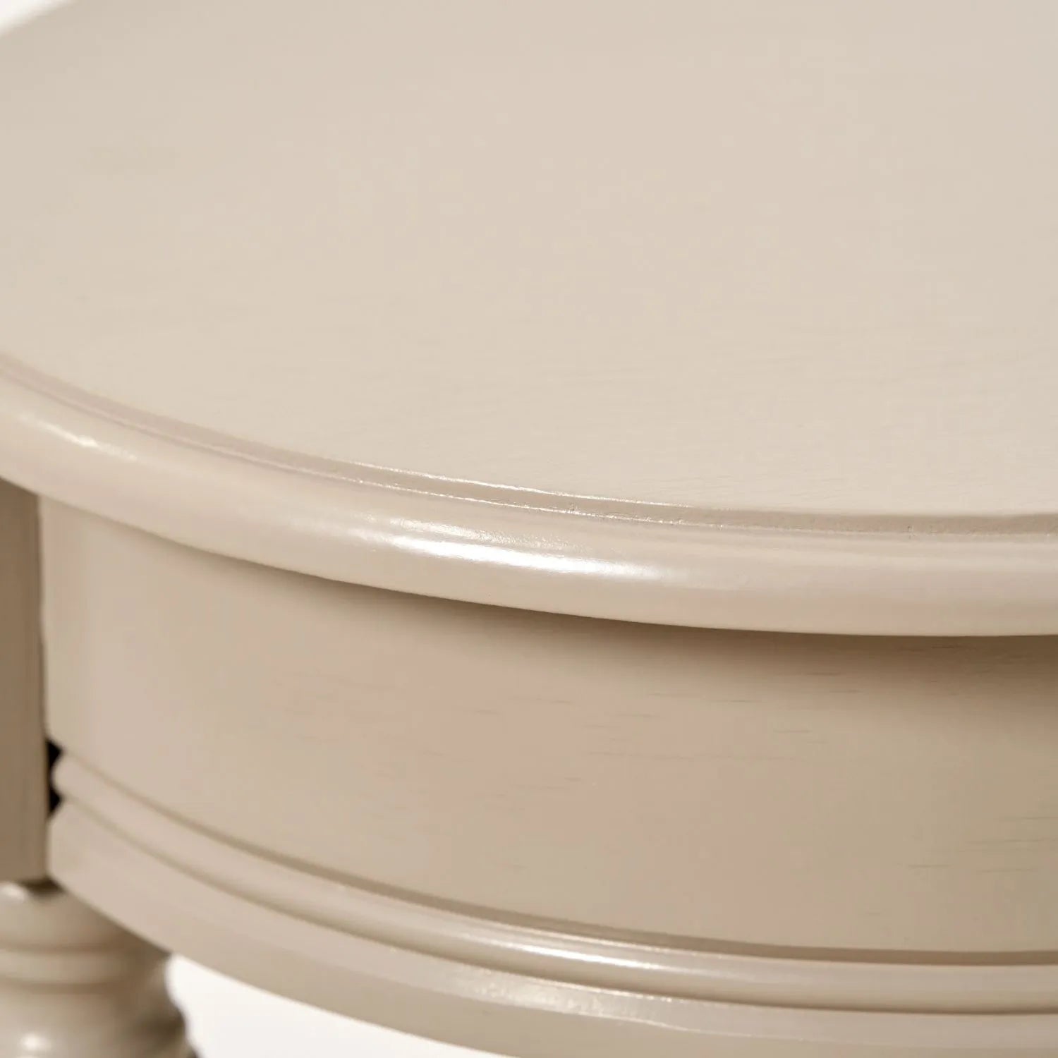 Narrow light beige wooden round side table with shelf – slim pine bedside, accent or occasional table with turned legs and lower storage 72x40x40cm | Click Style