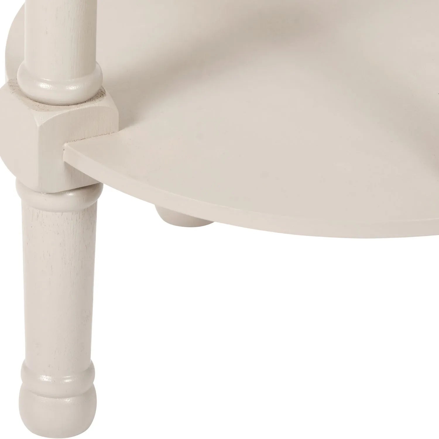 Narrow light beige wooden round side table with shelf – slim pine bedside, accent or occasional table with turned legs and lower storage 72x40x40cm | Click Style