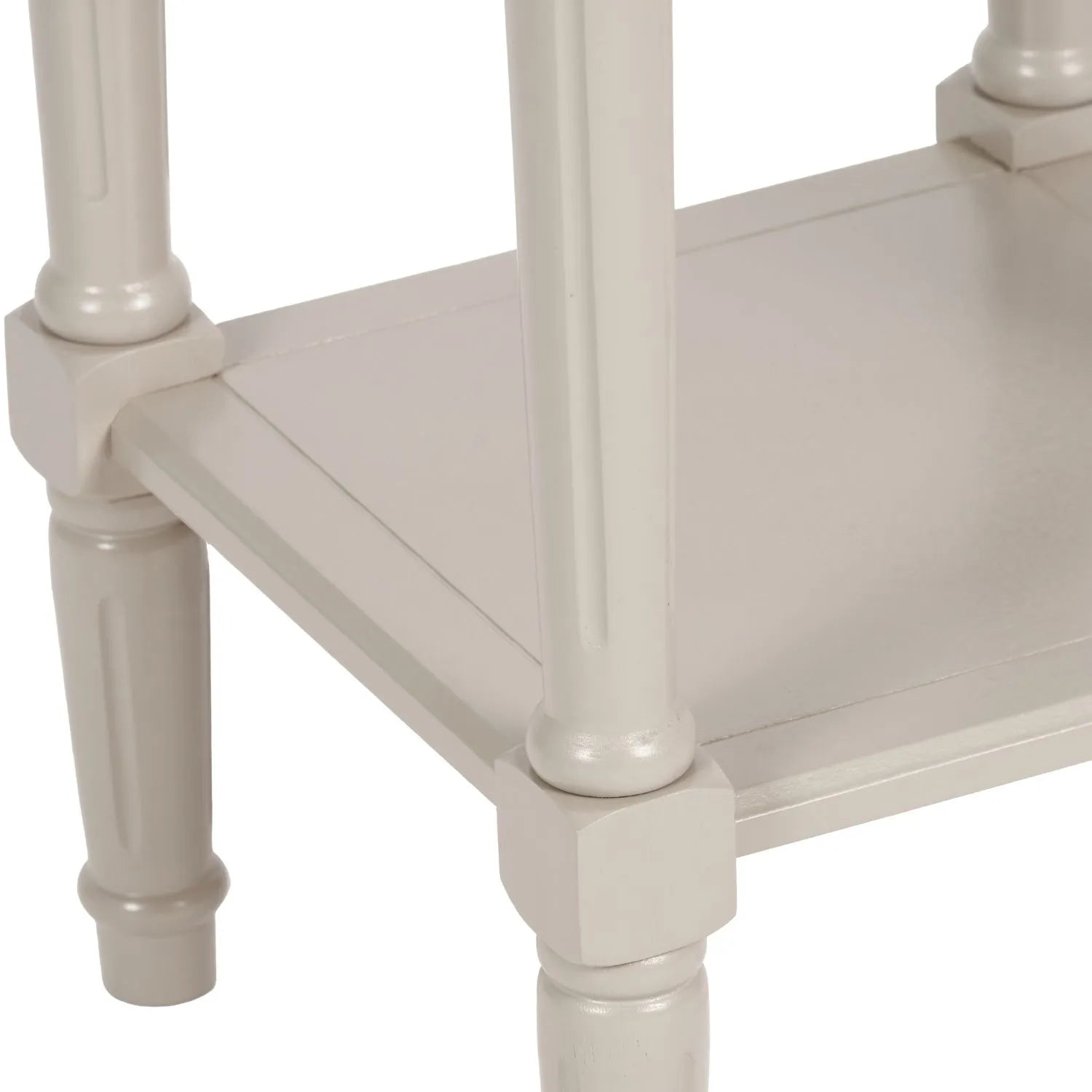 Narrow light beige wooden side table with shelf – slim pine bedside or accent table with turned legs and lower storage 72x36x36cm | Click Style