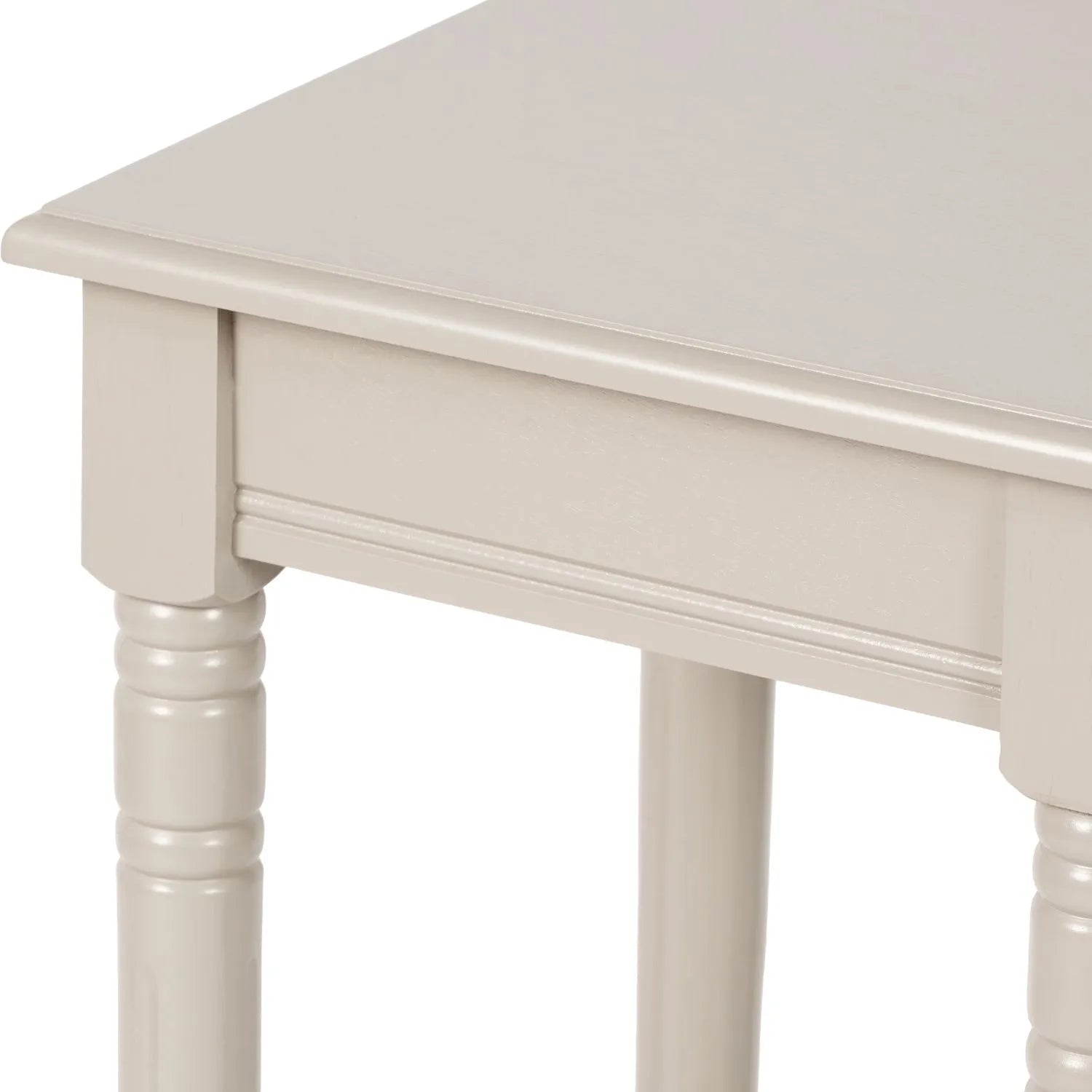 Narrow light beige wooden side table with shelf – slim pine bedside or accent table with turned legs and lower storage 72x36x36cm | Click Style